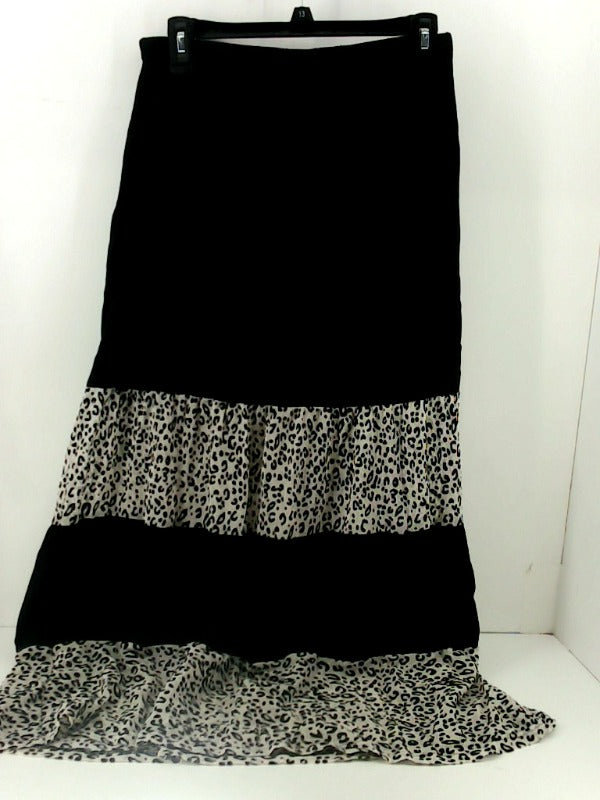 Black Leopard Print Women's Skirt Large