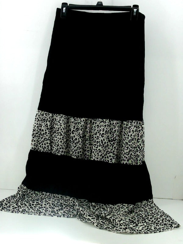 Black Leopard Print Women's Skirt Large