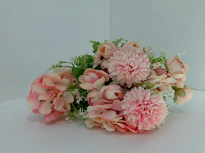 Velener Pink Artificial Flowers Bouquet, Silk Peony, Fake Roses, Hydrangea Floral Pick Table Centerpiece, Home, Office, Dining Room, Pink Christmas, Winter Flowers, Wedding (2 Pack)-Vase Not Included