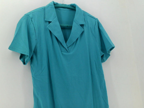 RAPBIN Aqua Polo Sleeve Tunic Top Medium