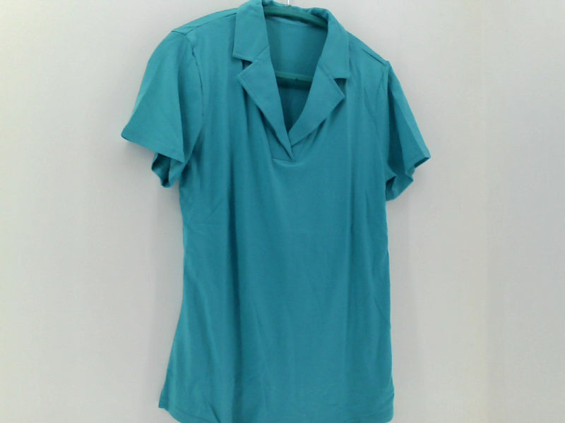 RAPBIN Aqua Polo Sleeve Tunic Top Medium