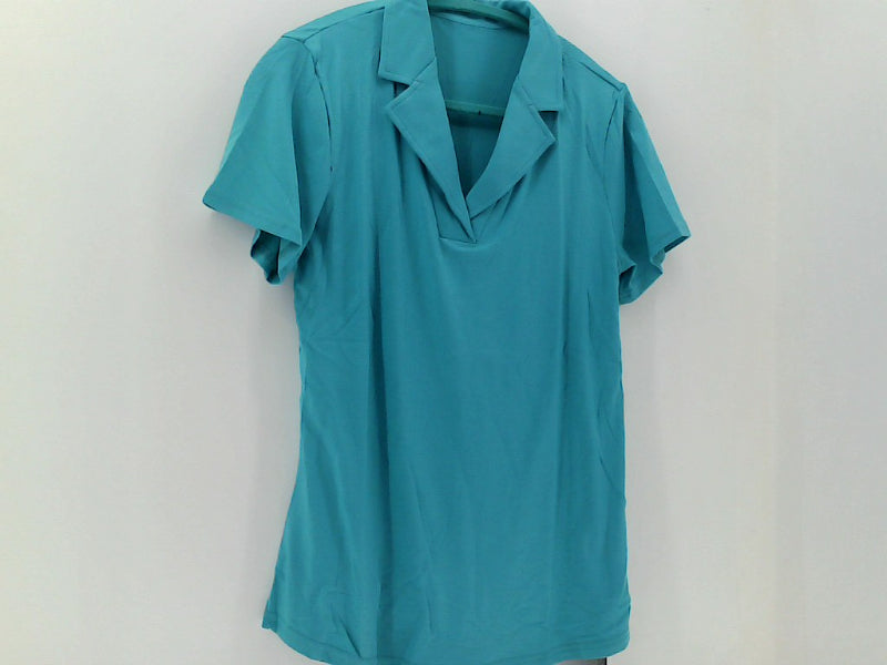 RAPBIN Aqua Polo Sleeve Tunic Top Medium