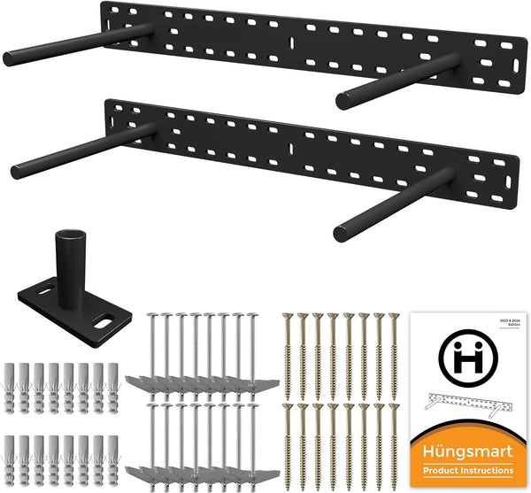 Hüngsmart Floating Shelf Brackets 22x2 Heavy Duty 10 Inch Rods 300 Lbs Capacity