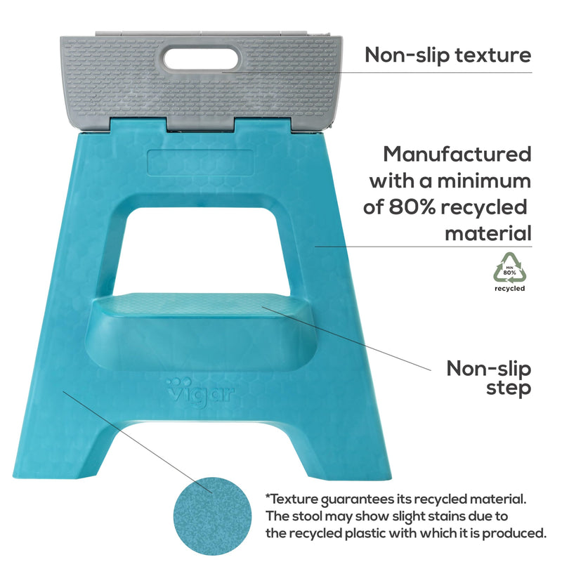 Turquoise Vigar Lightweight Non-Slip 16-Inch Foldable Step Stool