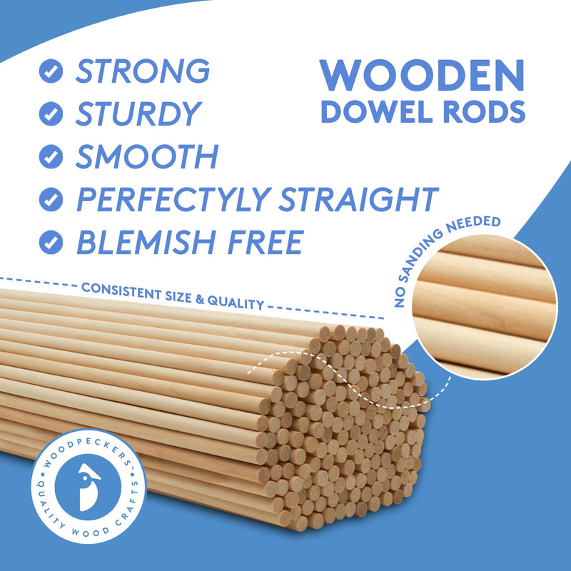 Unfinished Hardwood Dowel Rods - 2-1/2 X 36 Inch Craft Sticks