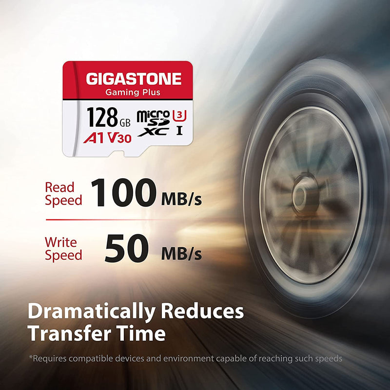 Gigastone 128GB Micro SD Card for 4K Recording with Adapter Gaming Plus