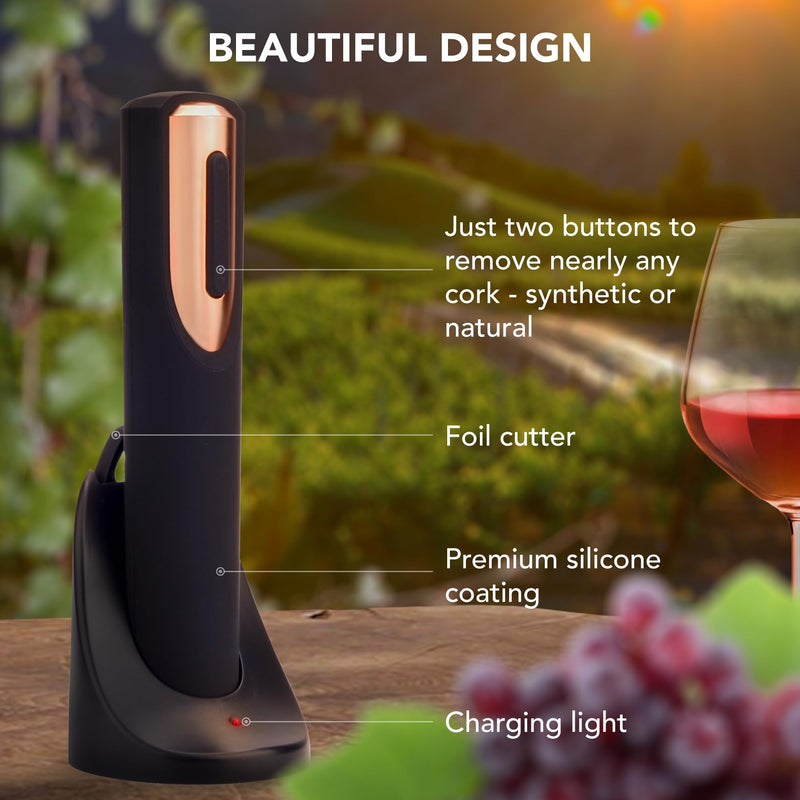 Rechargeable Electric Wine Bottle Opener Black Rose Gold Automatic Corkscrew Gift