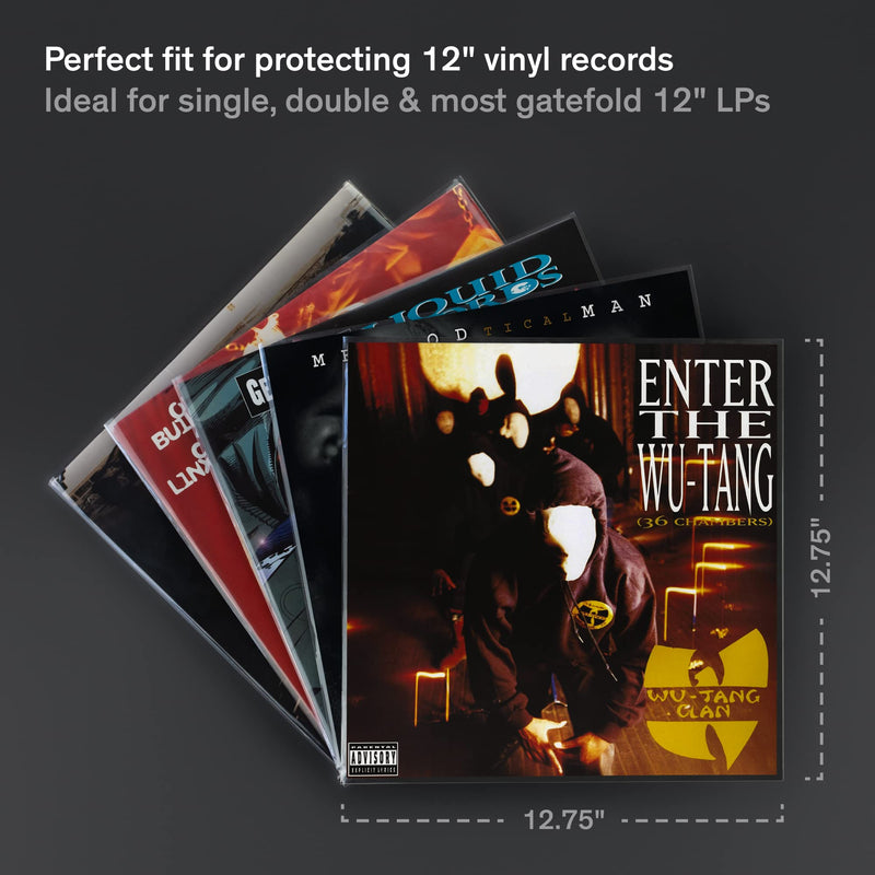 Premium Vinyl Record Sleeves - 50 Pack, 12.75" Crystal Clear Sleeves