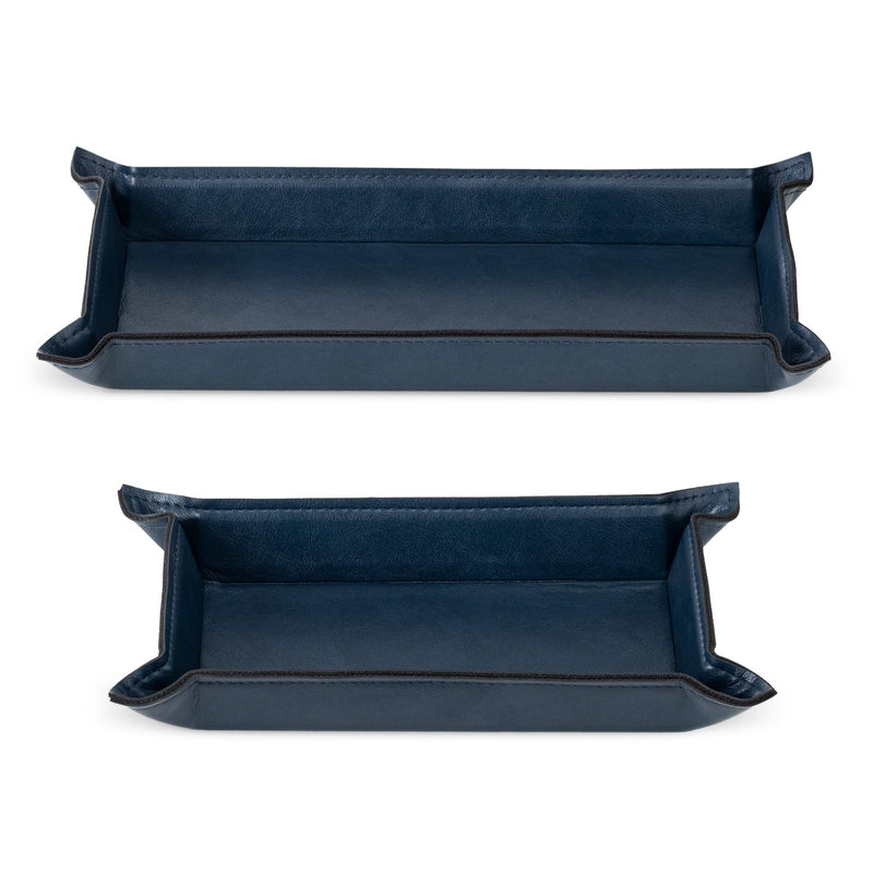 Navaris Faux Leather Tray Set 2 Organizer Trays Navy Blue