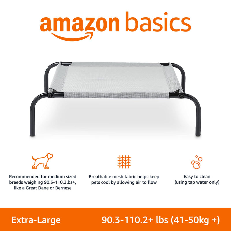 Amazon Basics X-Large Elevated Cooling Dog Bed - Grey (60 x 37 x 9 inches)