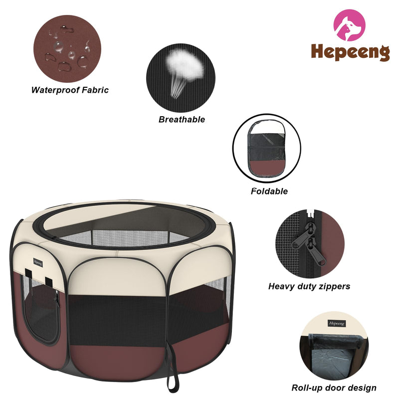 Hepeeng Foldable Pet Playpen with Accessories Medium 36"