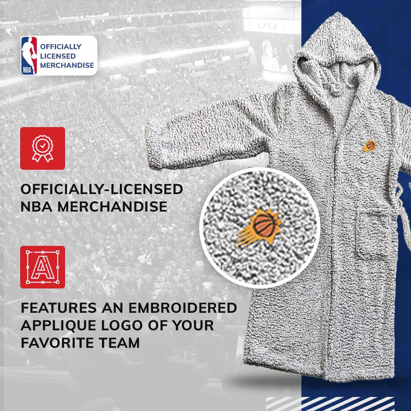 Phoenix Suns Hooded Plush Bath Robe - Gray Adult 26" x 47"