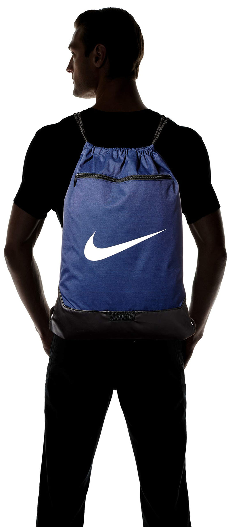 Nike Brasilia Drawstring Backpack with Zipper & Reinforced Bottom