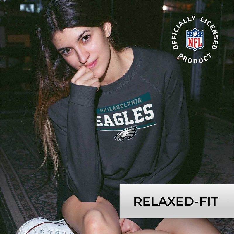 Philadelphia Eagles Women's Charcoal Slouchy Crewneck Pullover X-Large