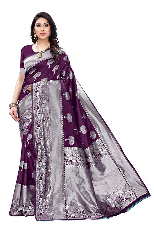 Women's Banarasi Silk Saree Maroon Purple
