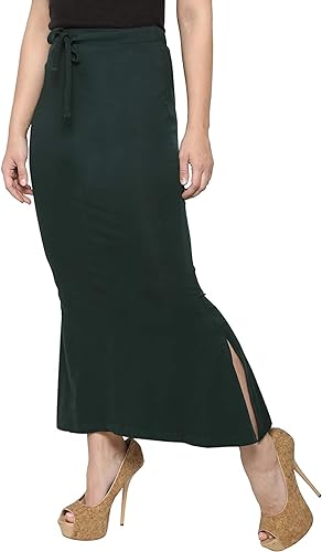 Saree Shapewear Petticoat  Adjustable Drawstring Waist Dark Green Small