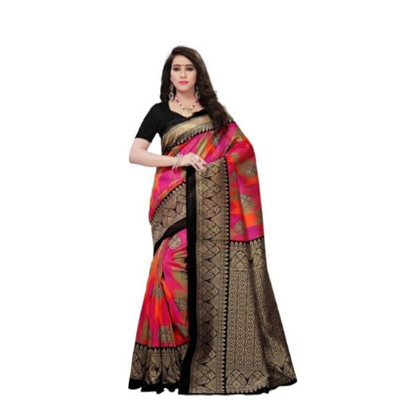 Svb Saree Women’s Mysore Silk Multicolor Printed Saree With Blouse Piece Gully Boy