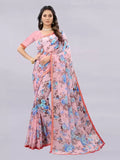 Printed Daily Wear Chiffon Saree Pink