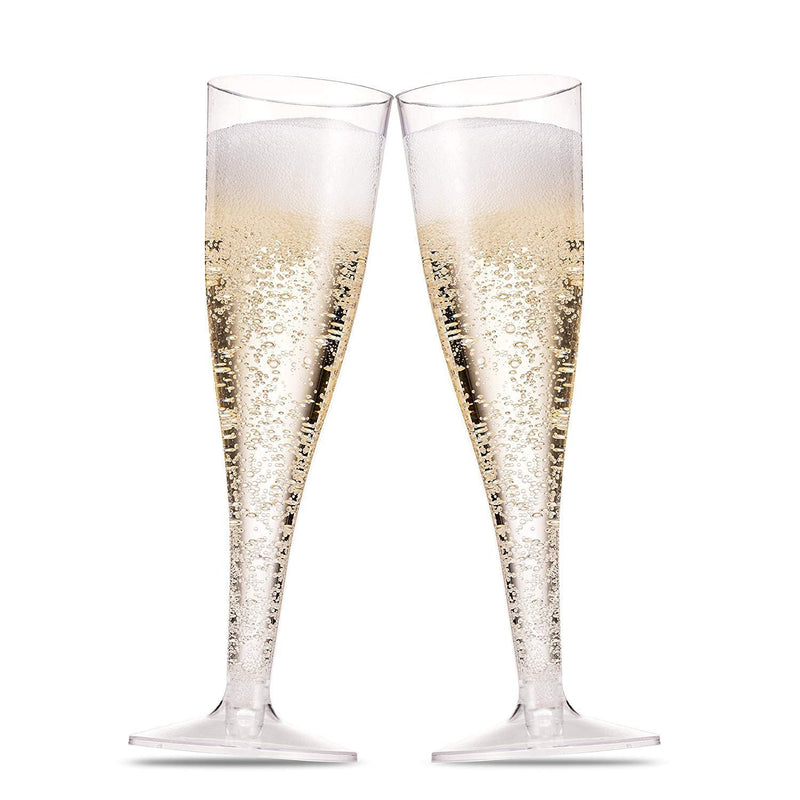 100 Pack Clear Plastic Champagne Flutes 5 Oz Disposable Toasting Glasses