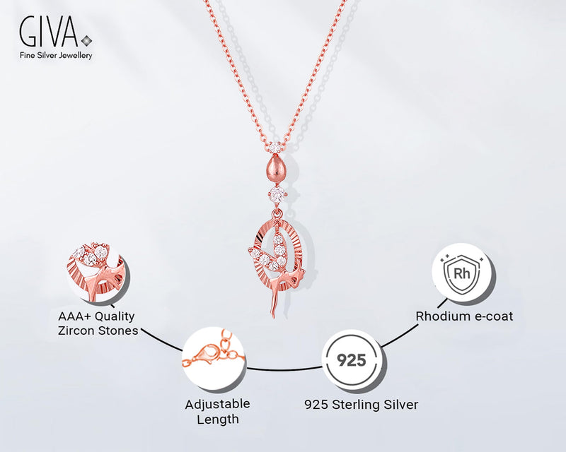 GIVA 925 Hypoallergenic Sterling Silver Rose Gold Zircon Fairy Pendant Chain