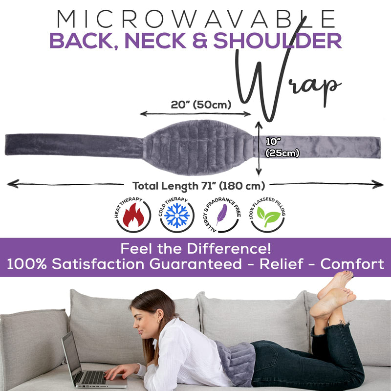 Microwave Heating Pad for Lower Back Neck Shoulders Pain Relief Gray Heat Wrap