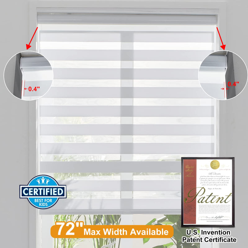 Persilux Dual Layer Cordless Zebra Blinds 58" W x 72" H Sheer White