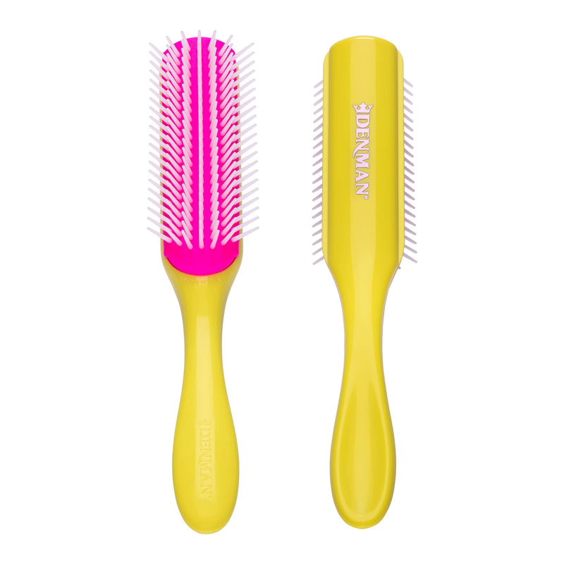 Denman D3 Yellow & Pink 7-Row Styling Brush for Curly Hair