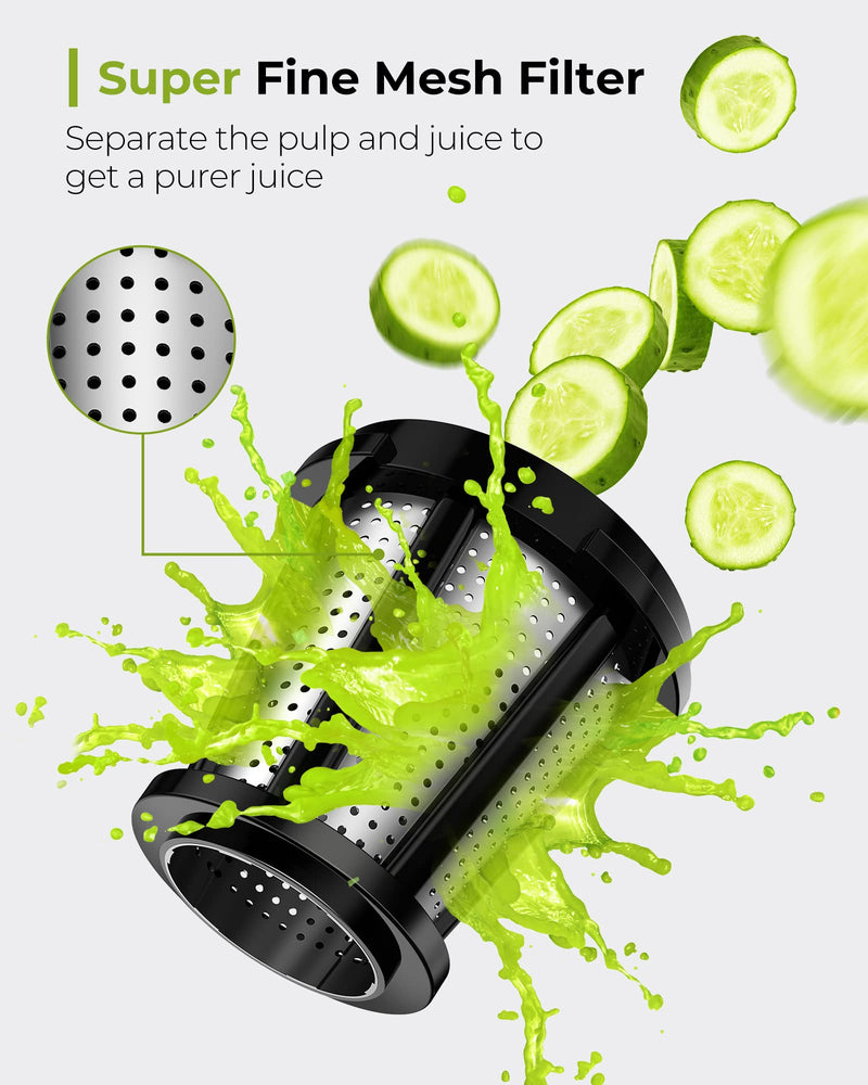 Jocuu Slow Masticating Juicer Cold Press Quiet Motor Reverse Function Easy