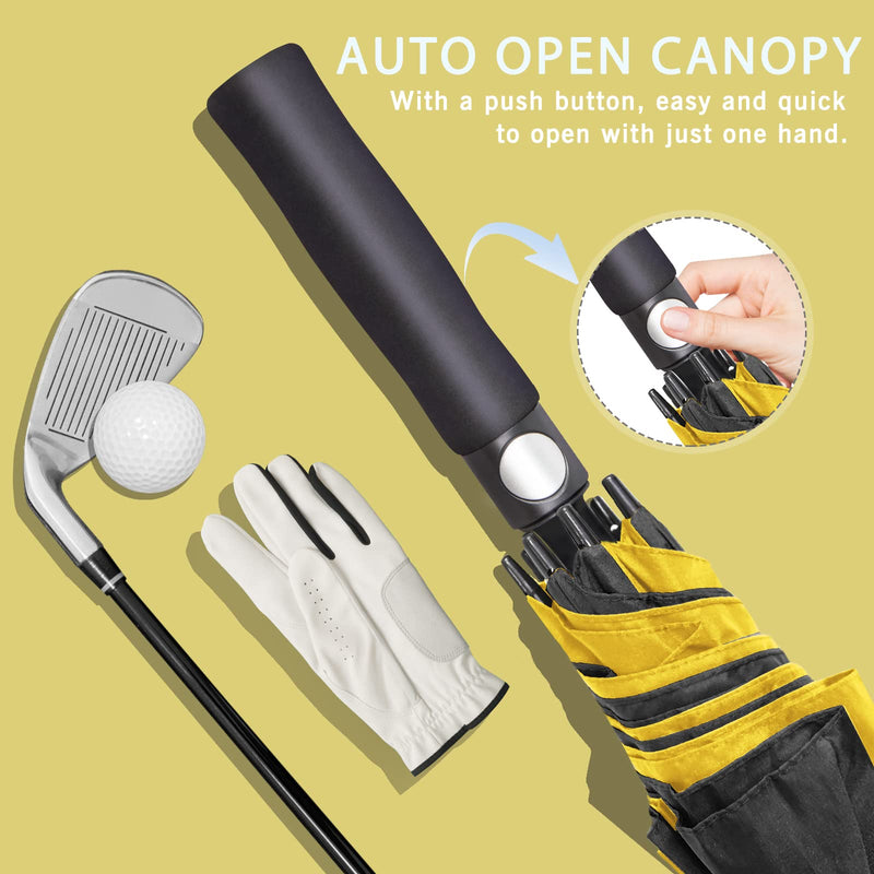 ZOMAKE 68 Inch Windproof Double Canopy Golf Umbrella - Yellow/Black