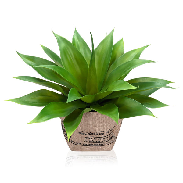 Lifelike Faux Agave Plant with Burlap Pot for Indoor/Outdoor Decor