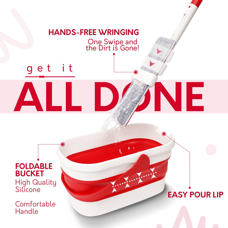 Bettaclean Red & White Collapsible Mop and Bucket Set