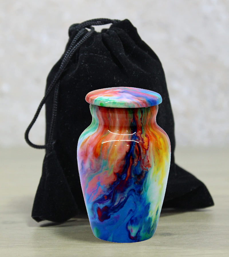 Esplanade Metal Mini Cremation Urn Keepsake Memorial Jar 3 Wave Multicolor