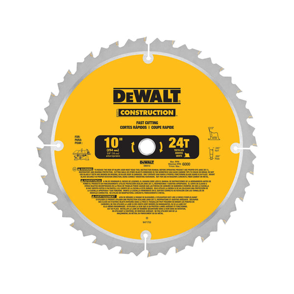 Dewalt 10 Inch Miter Table Saw Blade Atb Thin Kerf 24 Tooth 5 Out of 8 Inch