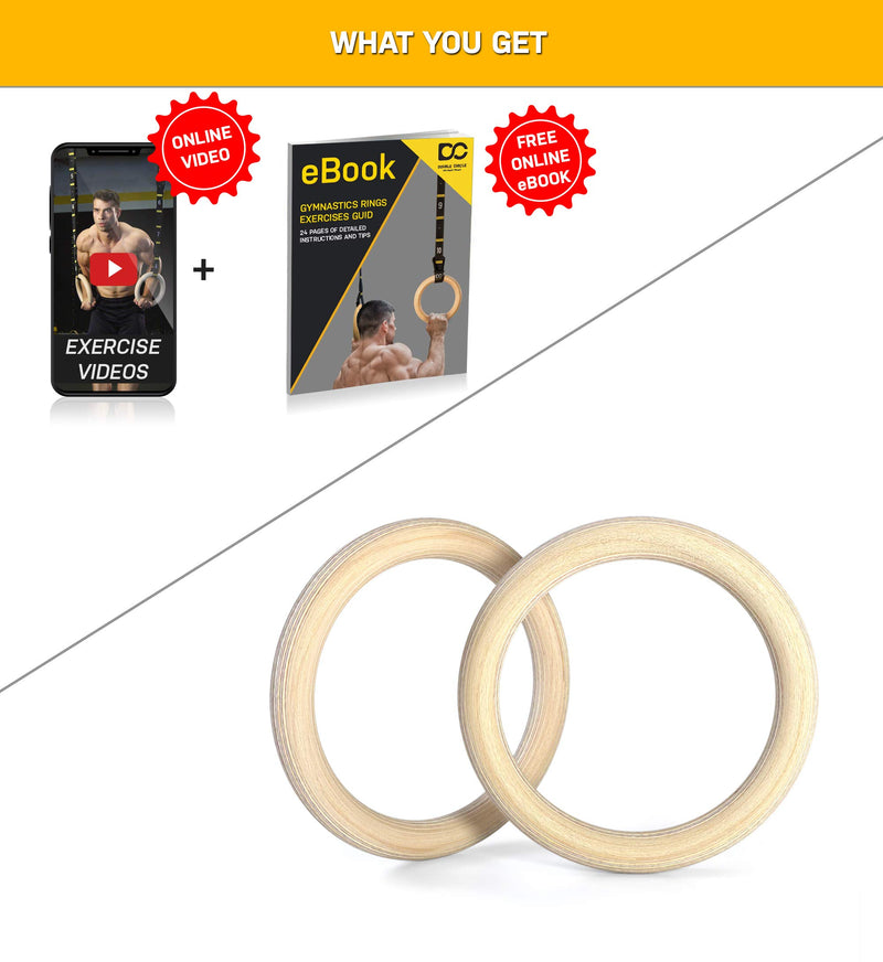 Double Circle 1.1 Wood Gymnastics Rings Slip Resistant Grip for Home Workouts