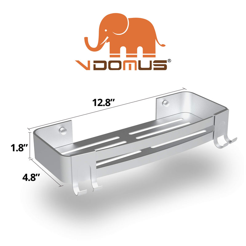 Vdomus Aluminum Shower Caddy Set – 2 Pack No Drill Wall Shelves with Razor Hooks