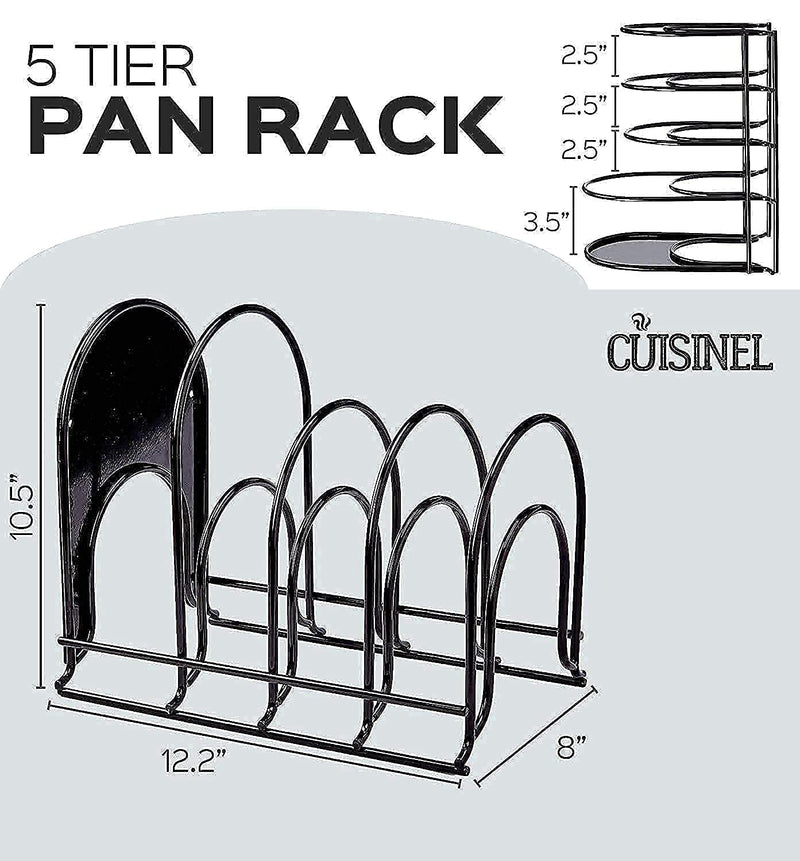 Heavy Duty Pan Organizer 12" + 15" Tall 5 Tier Rack Holds up to 50 LB Holds