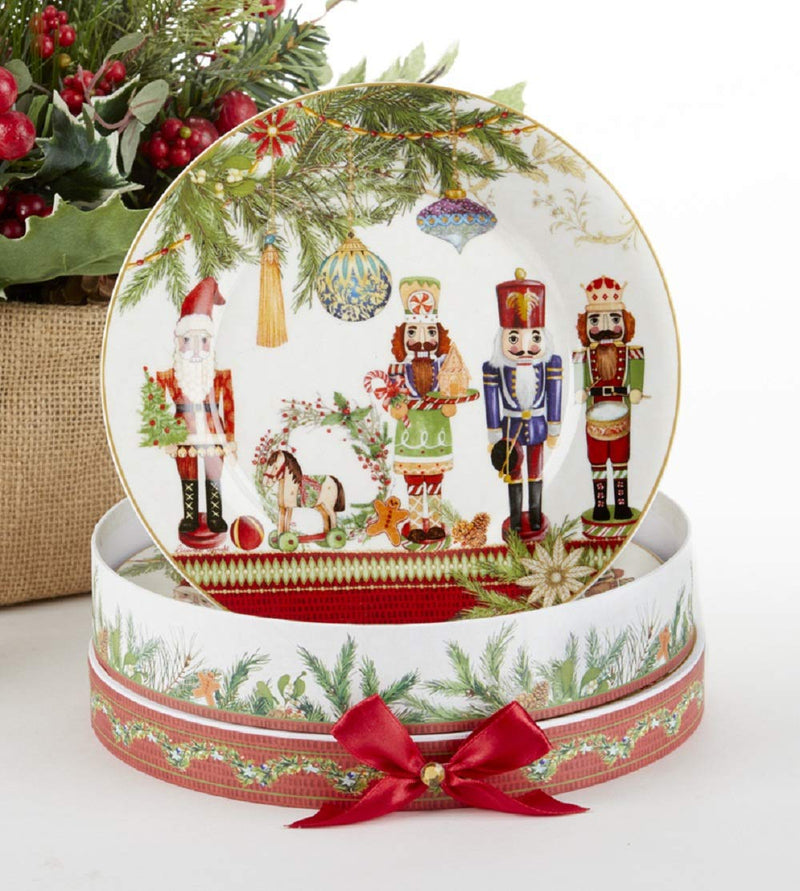 Delton Nutcracker Porcelain 2 Plate Set 8 Inch Decorative Plates