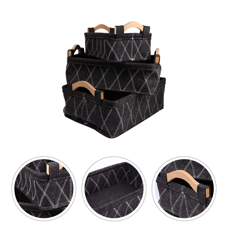 Cabilock 1 Set 3 Pcs Cosmetic Storage Basket Felt Storage Box Desktop