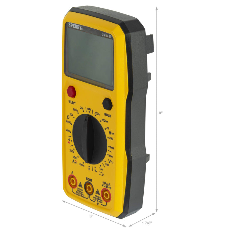 Sperry Instruments Dm6410 8 Function Digital Multimeter 600v Ac 1000v Dc Yellow