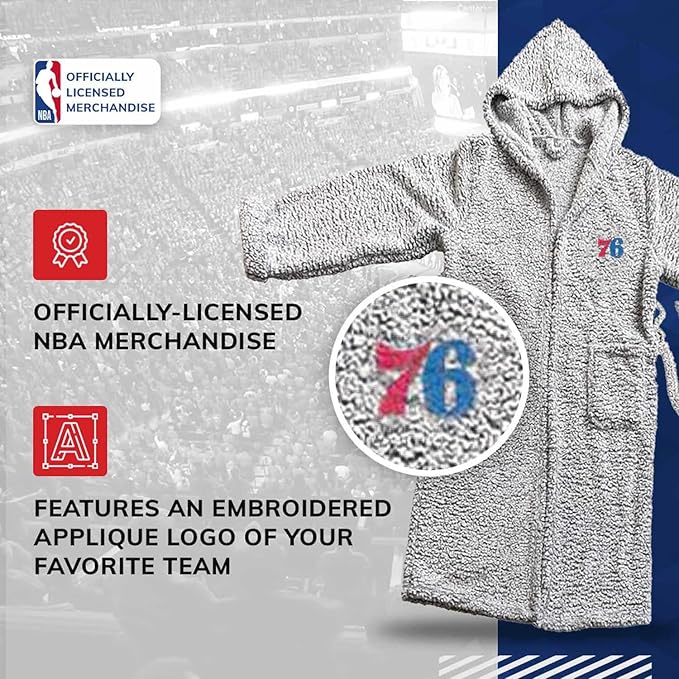 Plush Hooded Sherpa Bath Robe - Philadelphia 76ers Edition 26" x 47"