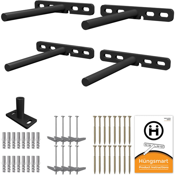 Hungsmart Set 4 x 5 x 3 inch Floating Shelf Brackets Designed Hardware Black