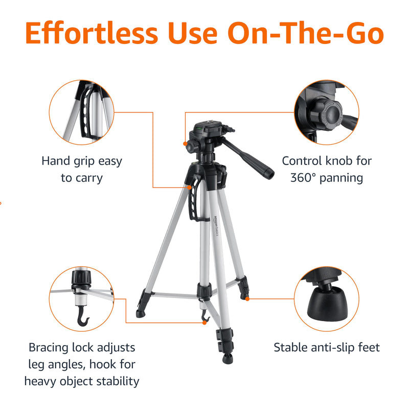 60-Inch Lightweight Camera Tripod with Bag - Black