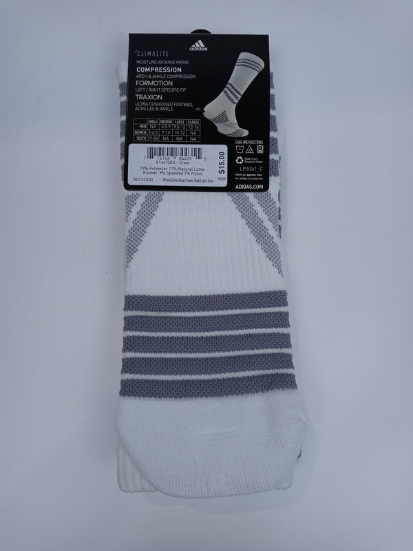 Adidas Men Size XLarge White grey Climalite Traxion Athletic Socks