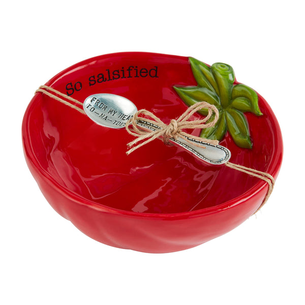 Mud Pie Fiesta Dip Bowl Set Tomato 5 X 6 Spoon