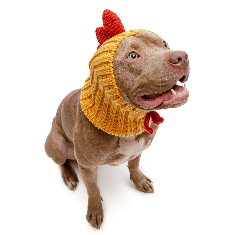 Zoo Snoods Rooster Costume for Pets Small Warm Hood Soft Yarn Ear Covers