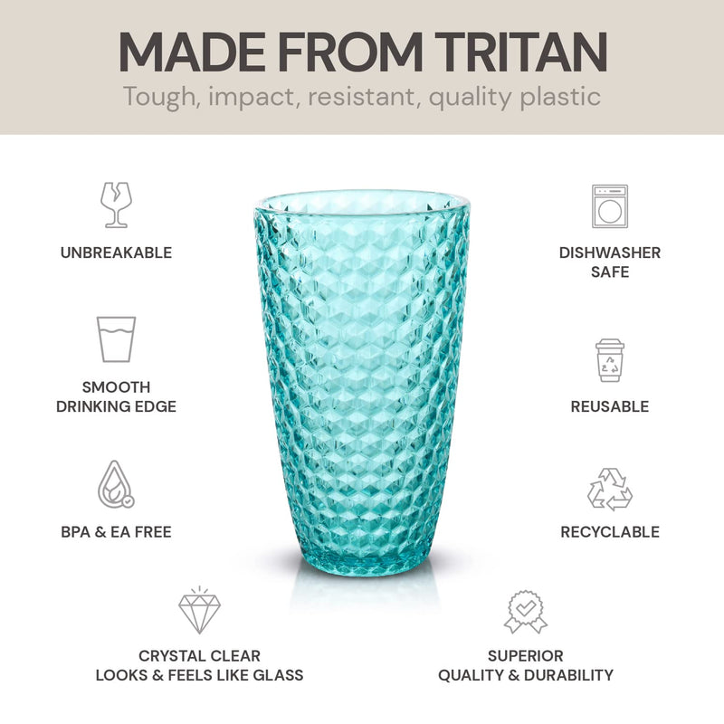 Bellaforte Shatterproof Tritan Plastic Tall Tumblers - Large (Pack of 4)