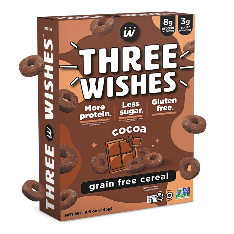 Three Wishes Cocoa Vegan Cereal - 8.6 oz Pack, Gluten-Free