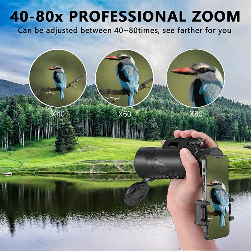 80x100 Monocular-Telescope High Powered for Smartphone Monoculars for Adults