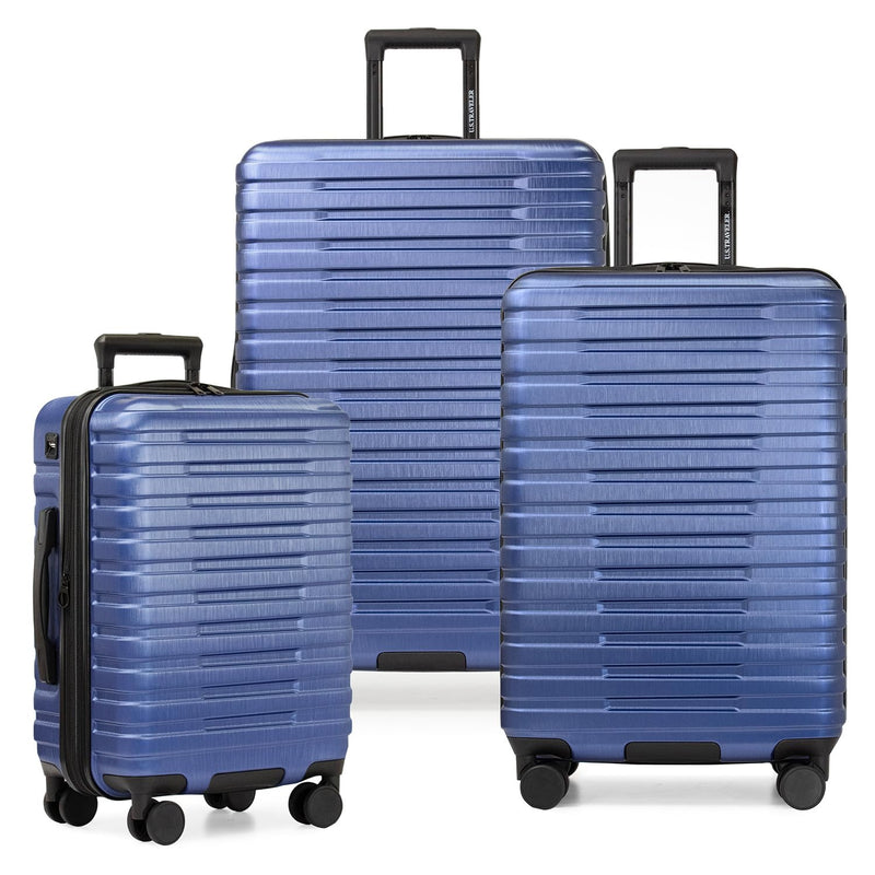 U.S. Traveler Navy Hardside Luggage 3-Piece Set with USB Port