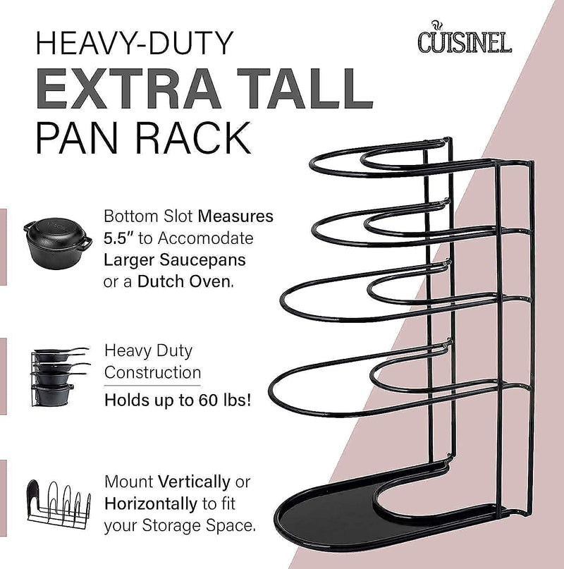 Heavy Duty Pan Organizer 12" + 15" Tall 5 Tier Rack Holds up to 50 LB Holds